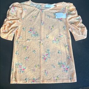 Elodie Coral Floral Blouse with Puff Sleeves